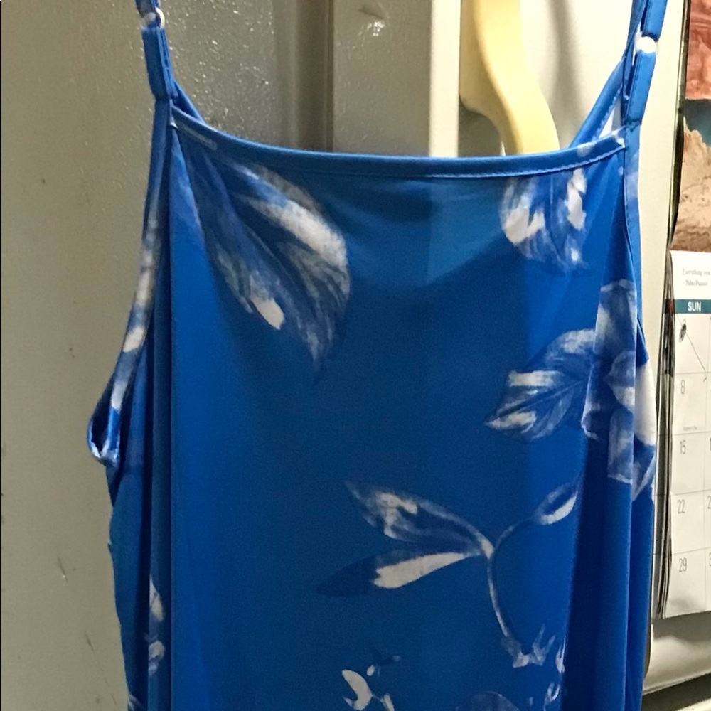 Silk Blue Flower Summer Sun Dress